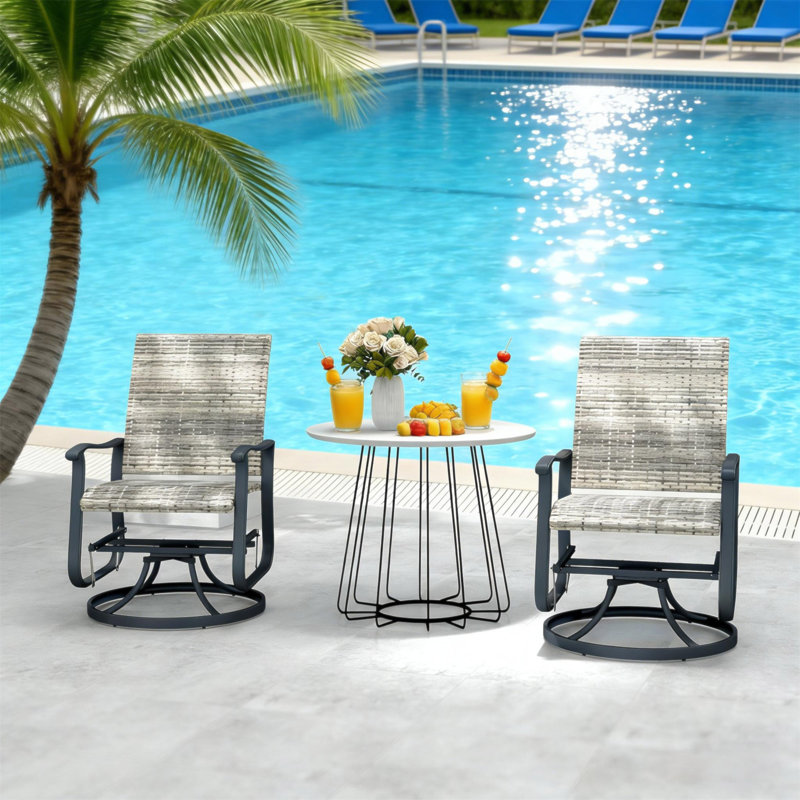 Fauteuil oscillant d'extérieur, ensemble de chaises pivotantes en rotin d'osier, Yellow