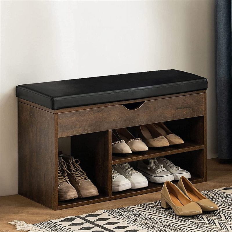 Banc de rangement pour chaussures 5 paires, Brun