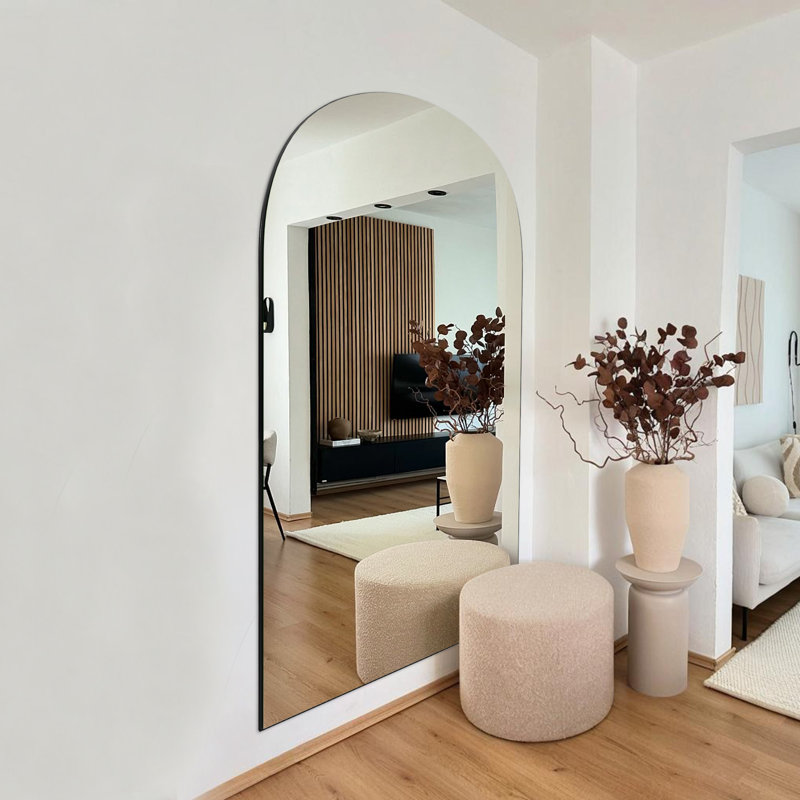 Arched MDF Wood Full Length Mirror with Stand