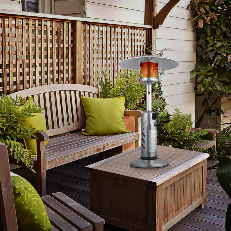 Propane Gas Patio Heater, Outdoor 11,000 BTU Table Top Heater with Pilot Light for Garden Backyard, Steel