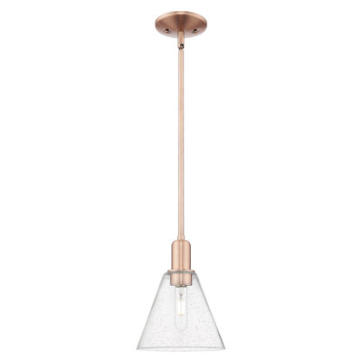 Arcadia - Benston - Mini-luminaire suspendu avec tige 8 po 1 lumière - Finition chrome poli - Abat-jour granuleux