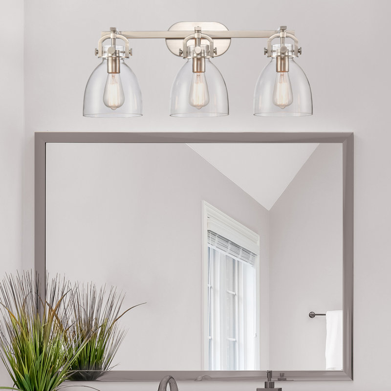 Éclairage pour meuble-lavabo mural 3 lumières Smeltertown, Nickel poli, Transparent