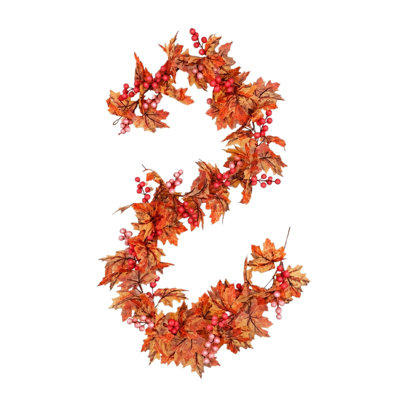 Feuilles d'automne de 5,7 pi avec guirlande de feuilles d'érable et feuillage d'automne suspendu pour la fête de l'Action de grâce