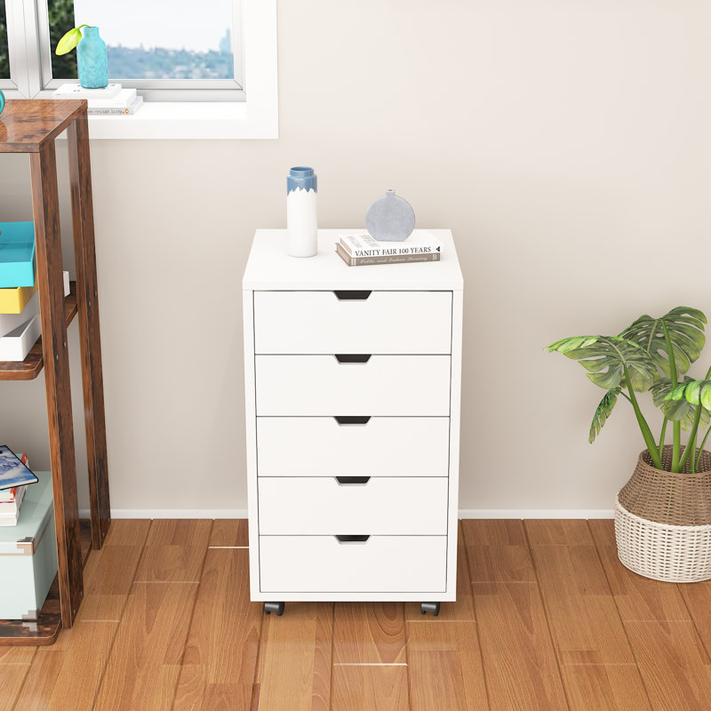 26.7 " Wide 5 MDF Filing Cabinet, White