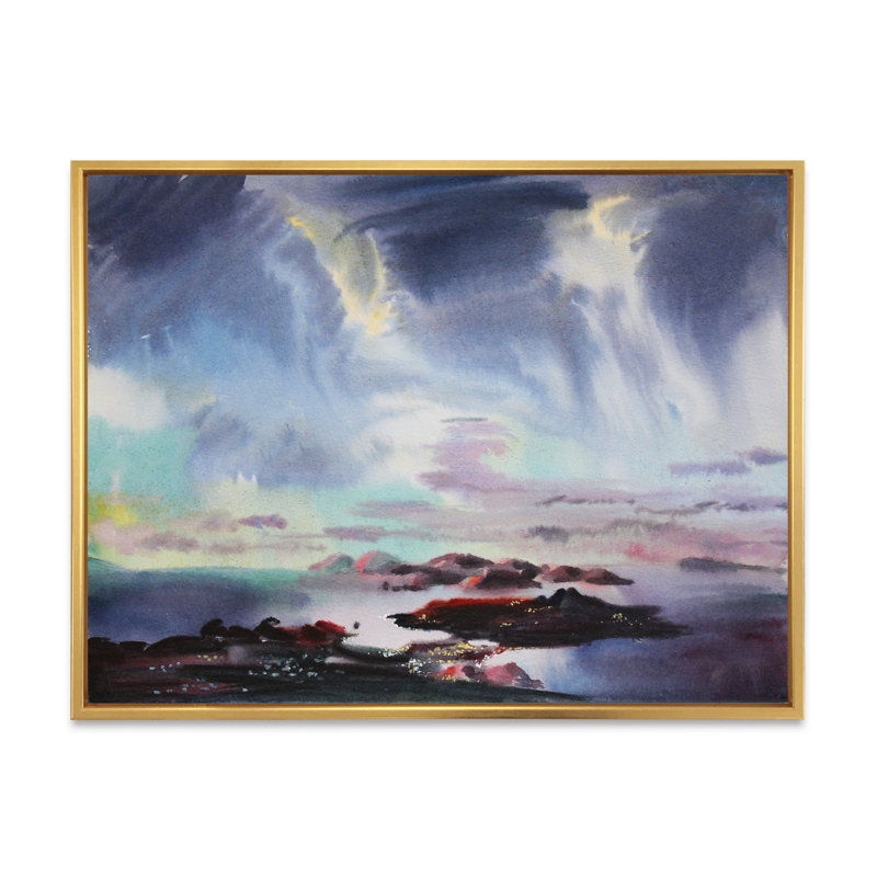 «Storm Clouds Over the Ocean», impression sur toile encadrée, H 8 po x l 12 po x P 1 po, Cadre flottant doré