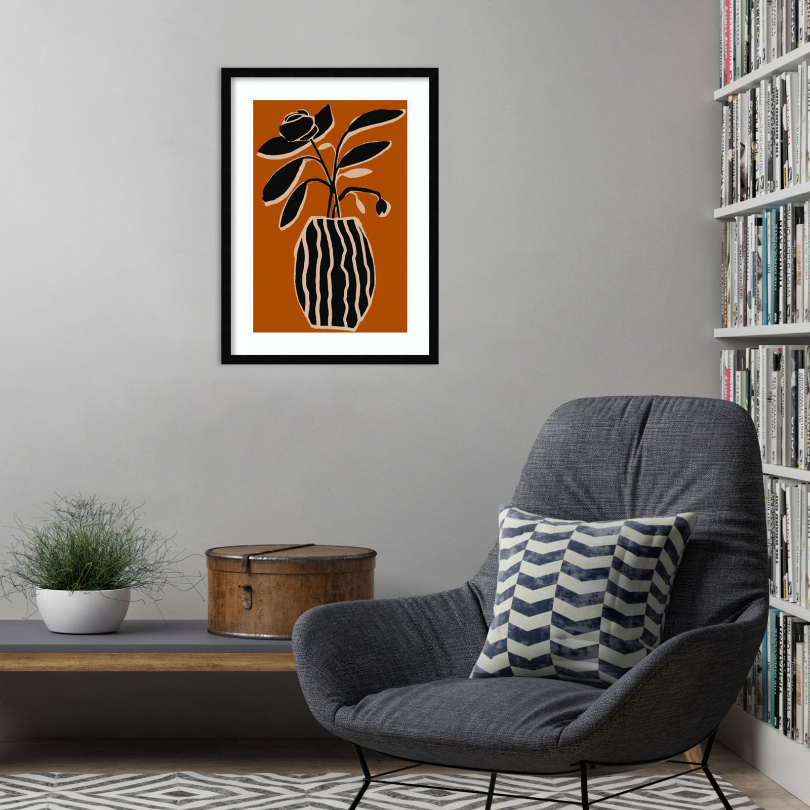 Ochre Still Life No 5 by Treechild, Black Framed, 25" H x 19" W x 1" D