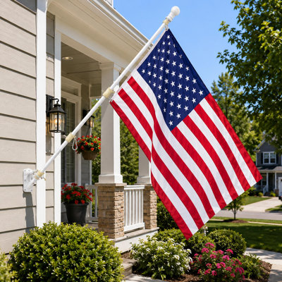5ft Stainless Steel Flag Pole Kit with Rotating Rings and Two-Position Mounting Bracket