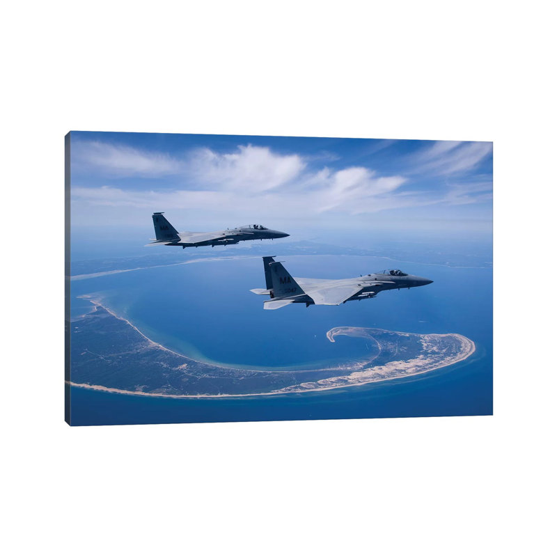 Two F-15 Eagles Fly High Over Cape Cod, Massachusetts - Wrapped Canvas Print, 101.6 cm H x 66.04 cm W x 1.91 cm D