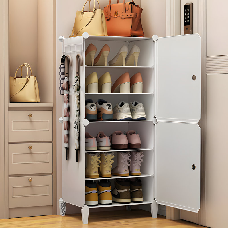 Range-chaussures multicouches anti-poussière avec rangement pour le hall d'entrée, tablettes en plastique faciles à assembler