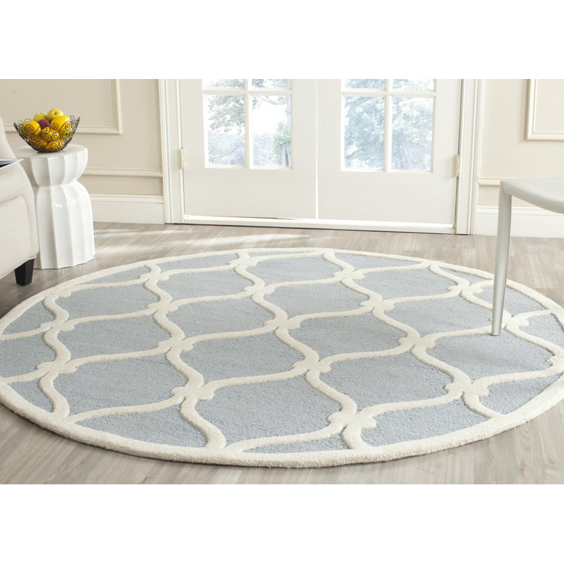 Cannen Hand Tufted Wool Geometric Rug, Round 6'