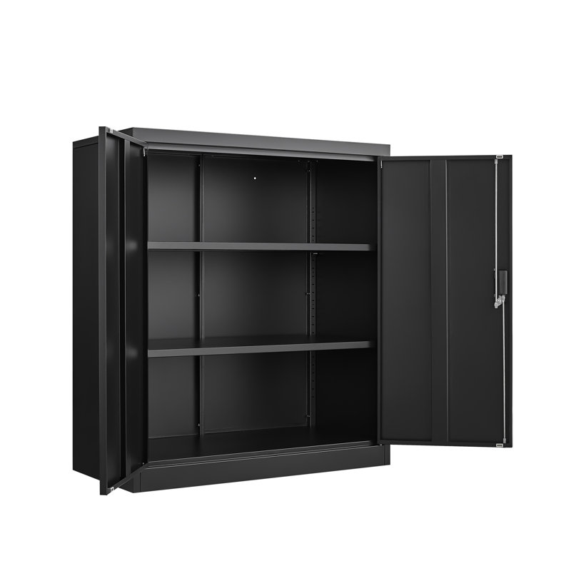 Casier de rangement, classeur, armoire de rangement avec serrures de porte et deux tablettes réglables, convient comme armoire pour la maison, le bureau, l'école et le garage
