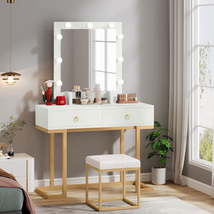 Kelly Hollywood Makeup Vanity Station White