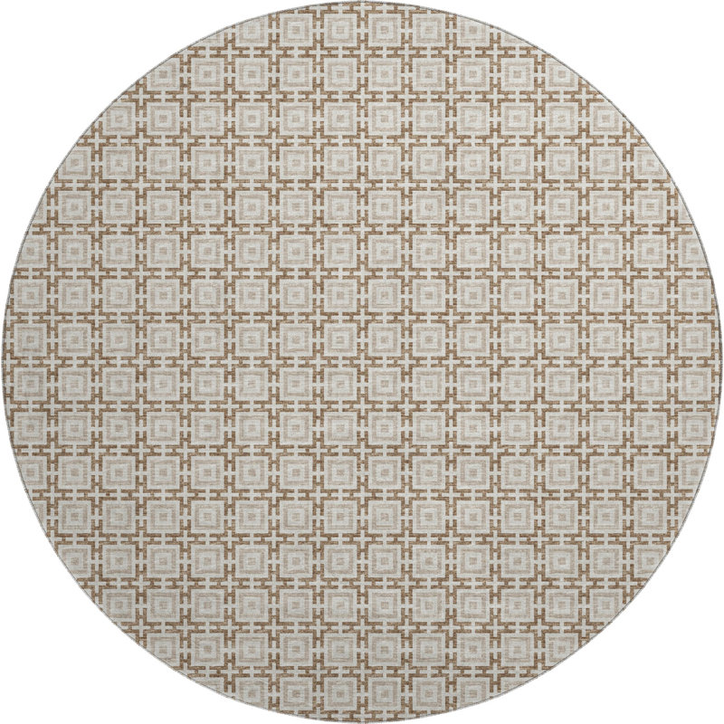 Premium Machine Washable Markhi AMF139 Taupe Rug, Round 8' 