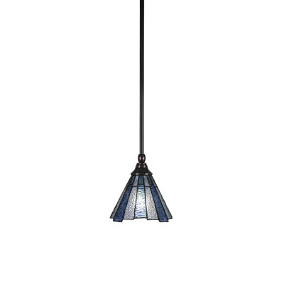 Stem Hung Mini Pendant Shown With 7" Sea Ice Art Glass