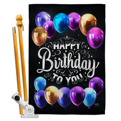 Double Sided 40 in. H x 28 in. W Polyester Birthday Flag set
