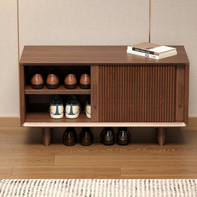 Banc de rangement moderne en bois ciré blanc minimaliste