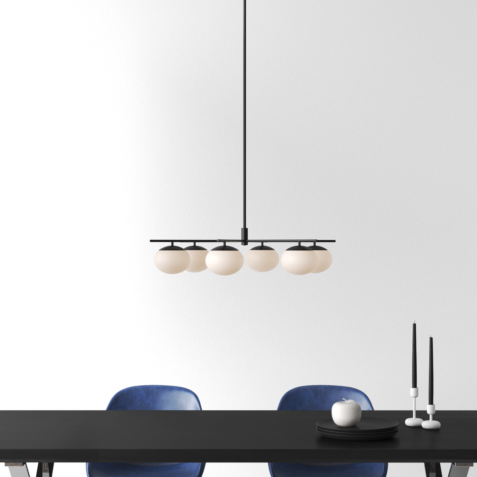 6 - Light Dimmable Sputnik Modern Linear Chandelier, Aged Iron