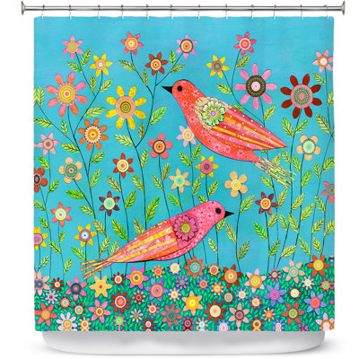 Rideau de douche simple bohémien oiseaux