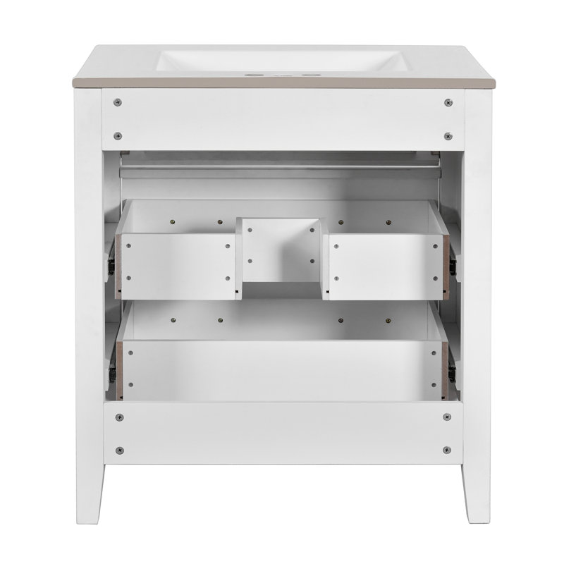 Ensemble de meuble-lavabo avec lavabo en céramique, Blanc