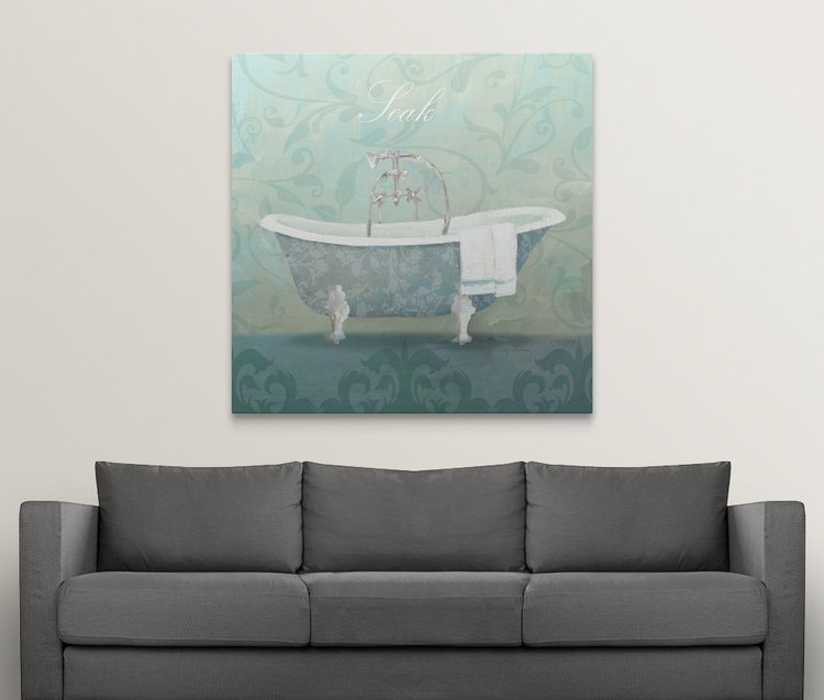 « baignoire » avery tillmon, impression Damask Bath, H 16 po x l 16 po x P 1,5 po, Toile