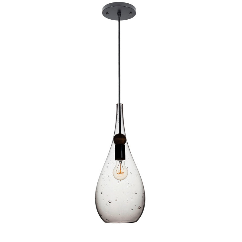 Luminaire suspendu en forme de larme à 1 lumière Earth, Noir mat