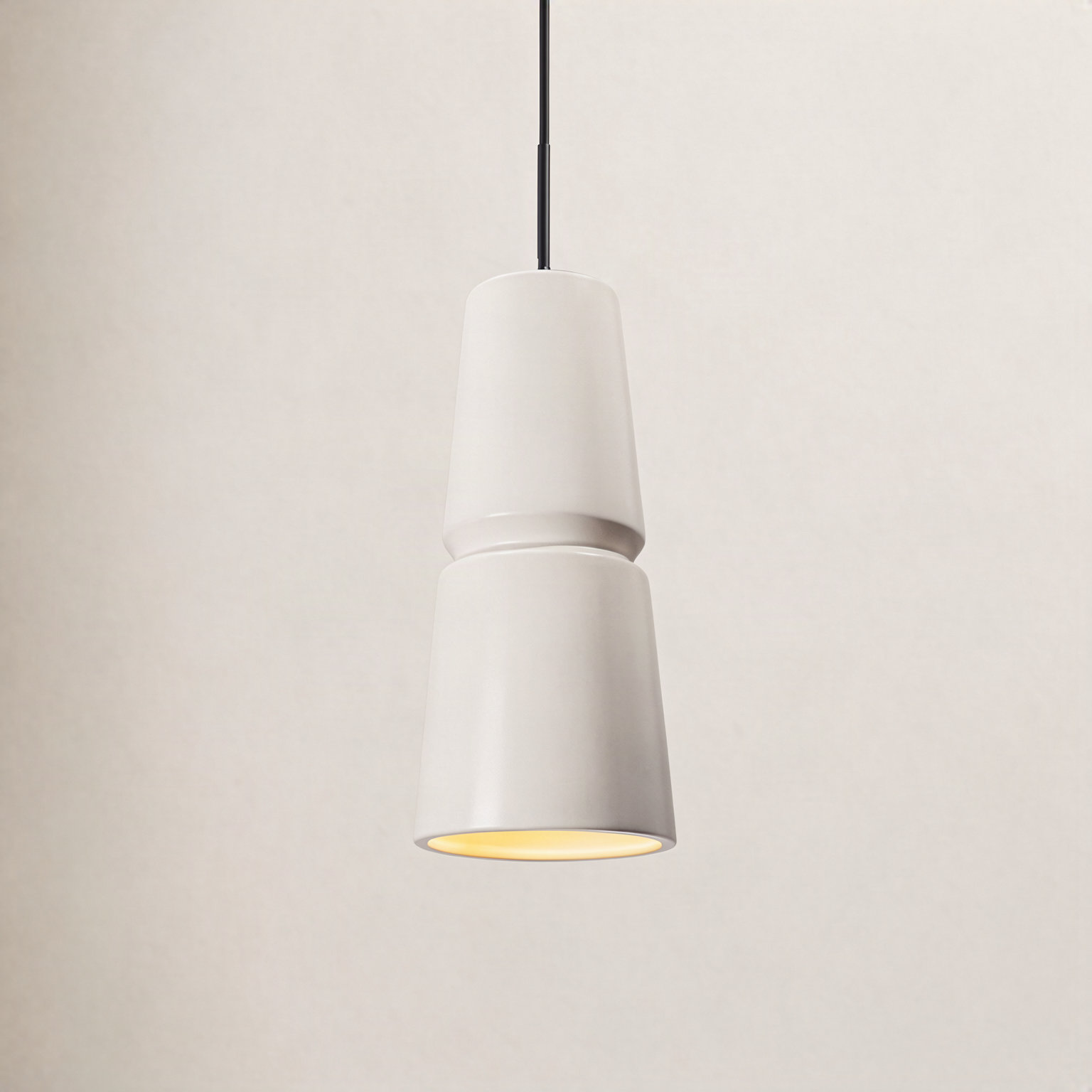 Logan Dimmable Ceramic Single Light Pendant, 13.5" H x 6" W x 6" D, Gloss Black, Matte Black