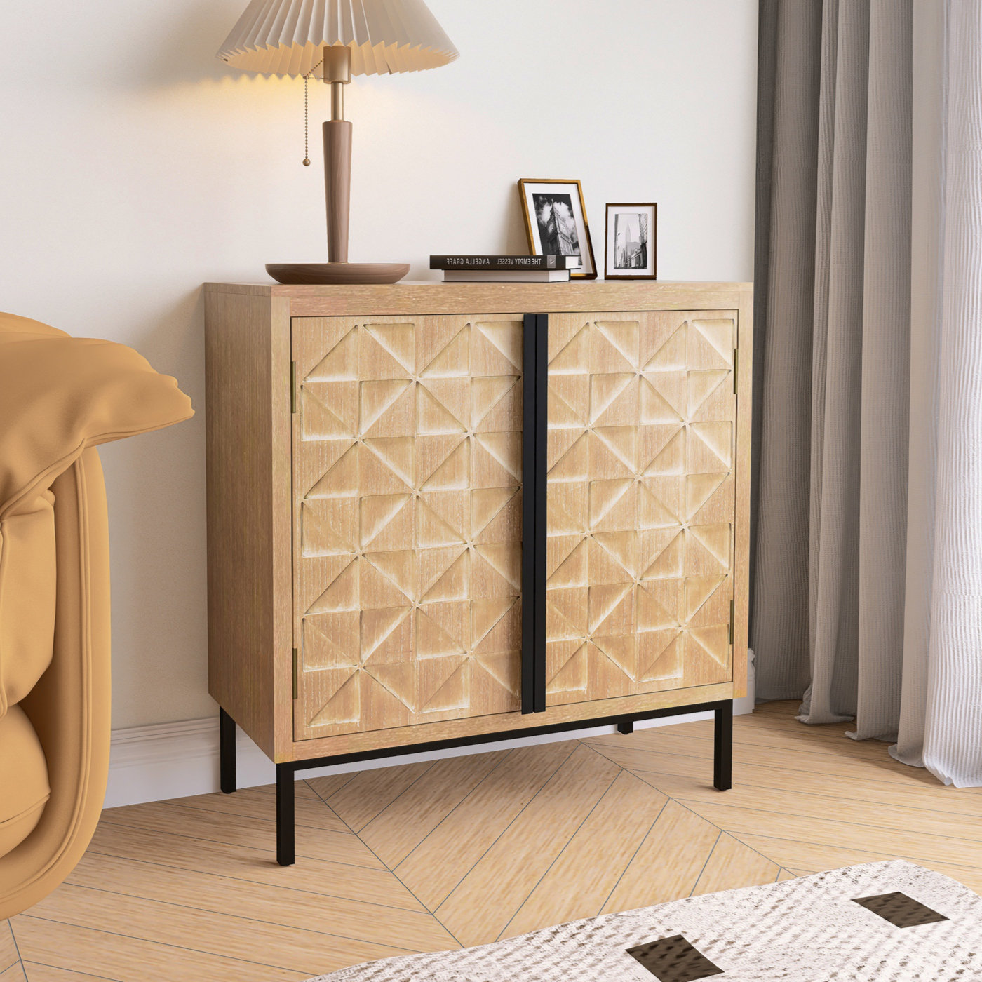 Dovecove Hand-Carved 2-Doors Accent Cabinet - Traditional Craftsmanship ...