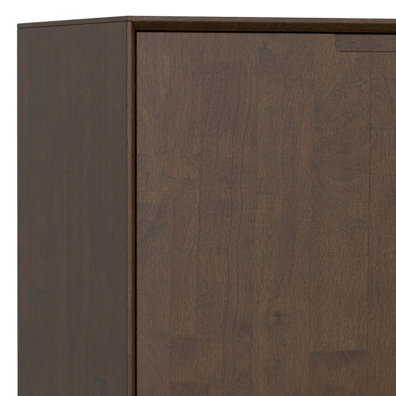 Walnut Brown Solid Wood and Metal 2-Door Sideboard Buffet