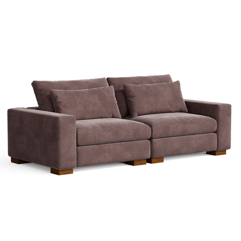 Kitson 89'' Recessed Arms Modular Sofa, Chocolate Corduroy