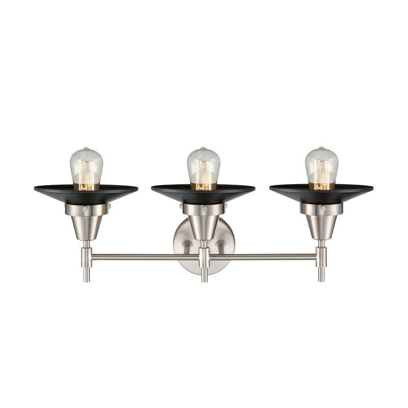 Gayle 3 - Light Dimmable Vanity Light, Satin Nickel, Matte Black, 4 Watt Vintage LED Bulb