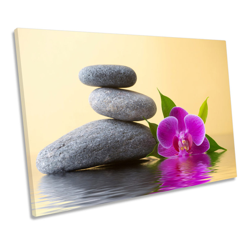 Floral Zen Stones Spa - Wrapped Canvas Art Prints, 30.5cm H x 45.7cm W