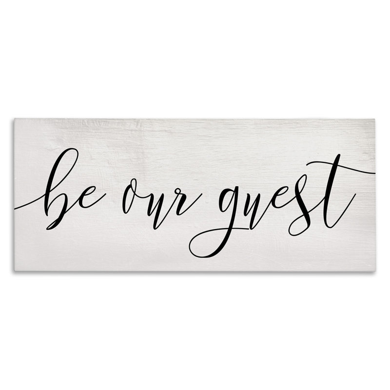 «Be Our invité Script», impression sur toile surdimensionnée d'aspect bois blanc par Daphne Polselli, H 13 po x l 30 po
