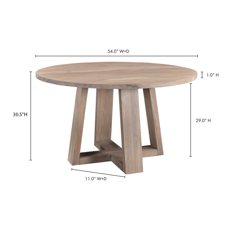 Tanya Round Solid Wood Dining Table, Whitewashed