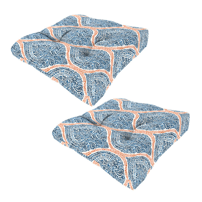 19" x 19" Outdoor Wicker Seat Cushion (Set of 2), Blue
