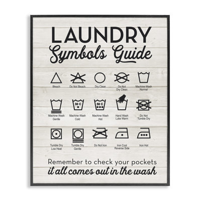 Laundry Symbols Guide Typography - Floater Frame Textual Art on Wood
