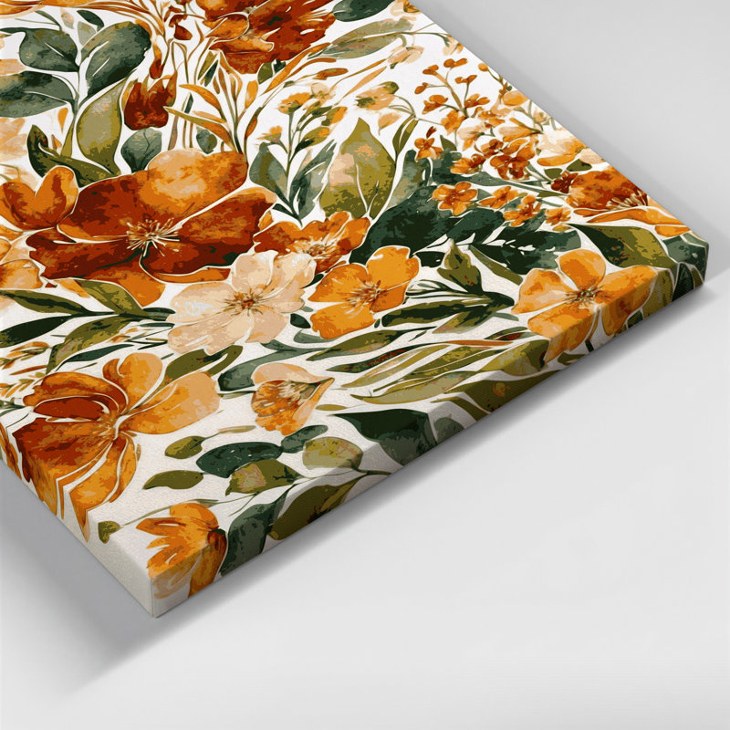 "Watercolor Floral" 45, art mural sur toile brune