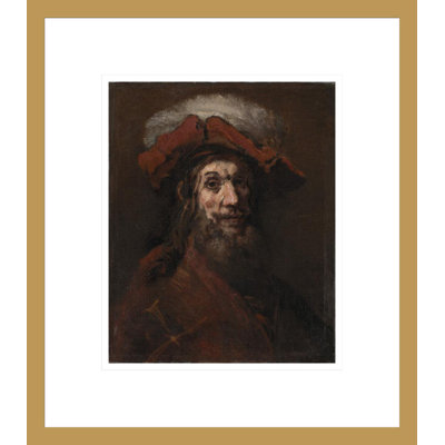 Esquisse pour le chevalier avec le faucon connu sous le nom de «croisé» par Rembrandt van Rijn - Estampe numérique encadrée