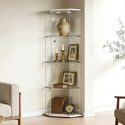 Tempered Glass Five-Sided Display Cabinet,Corner Cabinet,Liquor Cabinet,With Running Lights,With Locks,Bottom Equipped Adjustable Foot,For Various Floors,Living Room,Corridor,Office