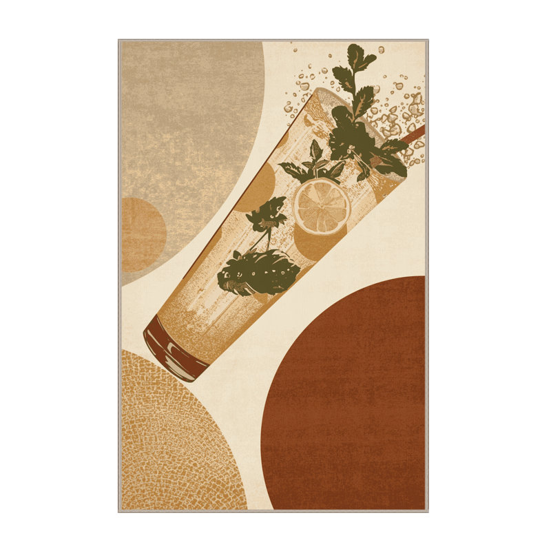 Machine Washable Aedan Mojito Glass Modern Rug in Brown – Beige Binding, 2x5