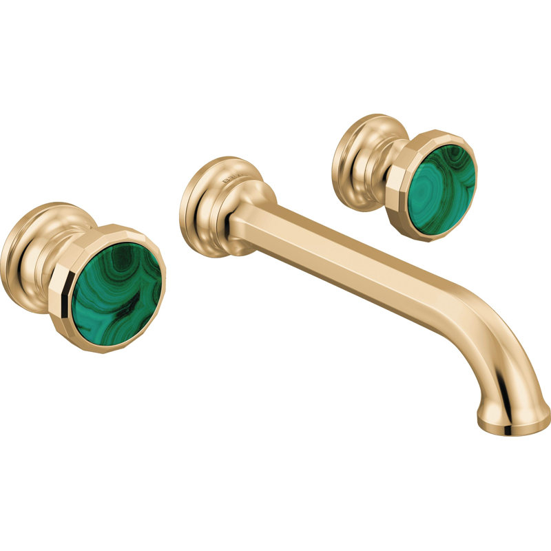 Beauclere™ Two-Handle Wall Mount Lavatory Faucet, Polished Chrome, Wheel Handle With Malachite