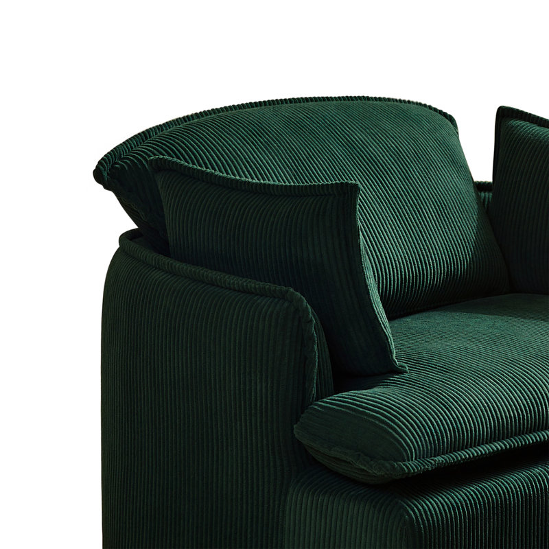 Chaise avec tissu en velours côtelé, gain de place pour les appartements, convertible élégant, revêtement, Vert