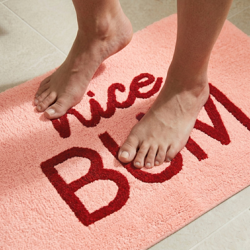 Kaitryn Nice Bum Slogan Bath Mat, White