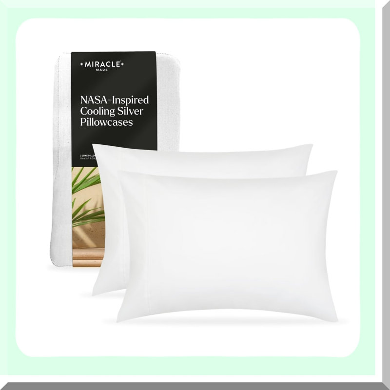 CoolSilver Lyocell Pillowcase Set - Luxe Thermoregulating 2 Pack White, Cali Miracle Clean, 300-Thread-Count Ultra-Breathable Protector.