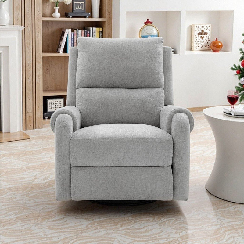Fauteuil inclinable manuel de massage en chenille avec fauteuil pivotant et pivotant, Gris