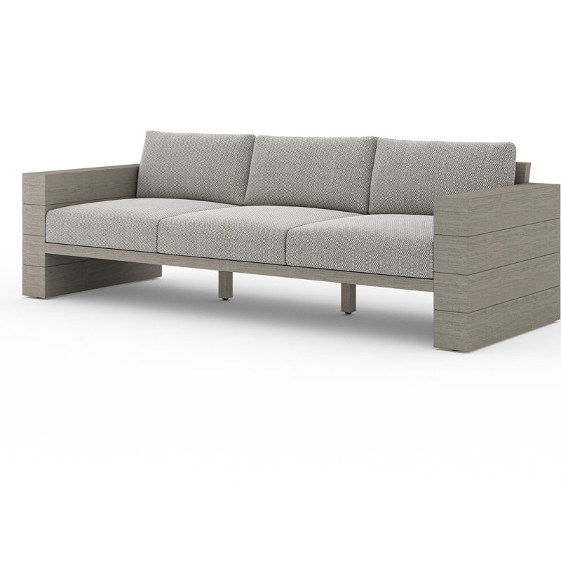 Tsubaki 96" Wide Patio Sofa, Weathered Gray, Charcoal Polypropylene/Olefin