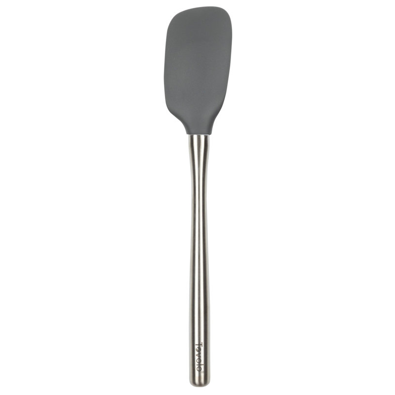 Tovolo Flex-Core Silicone Spoonula with Stainless Steel Handle for Cooking and Baking, Charcoal
