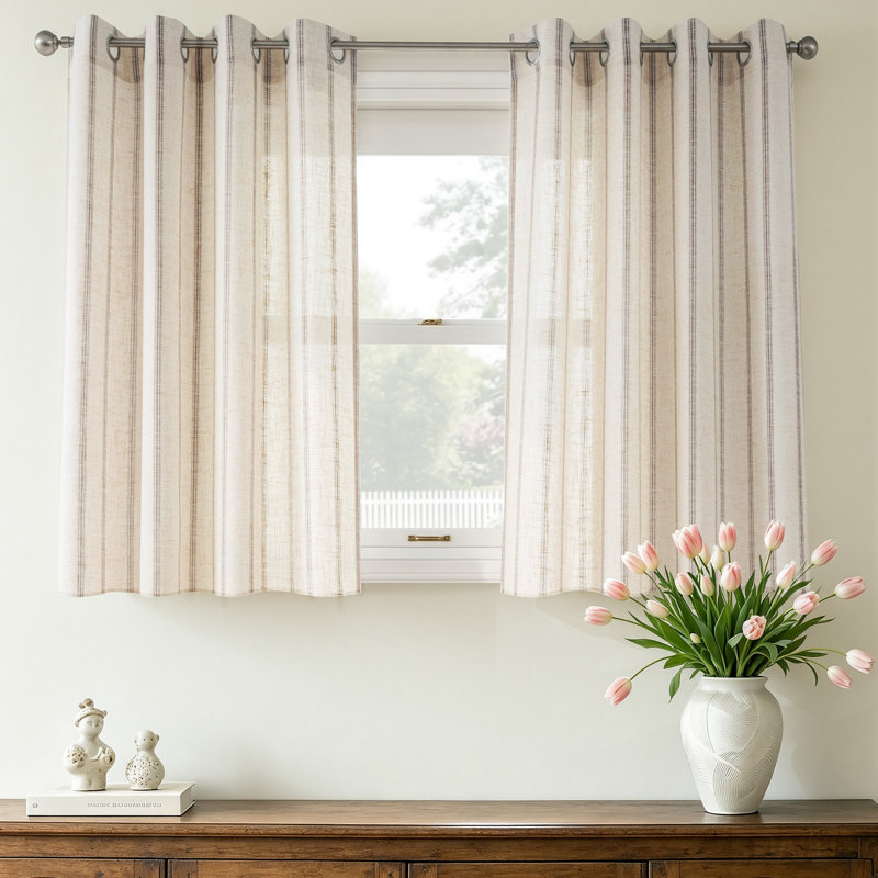 Rideau en mélange de lin Jeanenia, gris, 52" W x 36" L