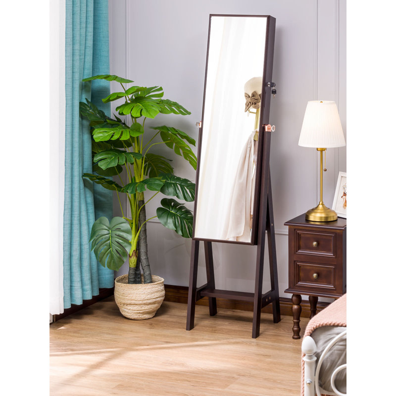 Armoire à bijoux murale avec miroir, Marron