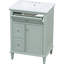 Meuble-lavabo 24 po avec lavabo, meuble-lavabo avec un tiroir rabattable et deux tiroirs, tablette réglable, bois massif et panneau de fibres à densité moyenne, vert