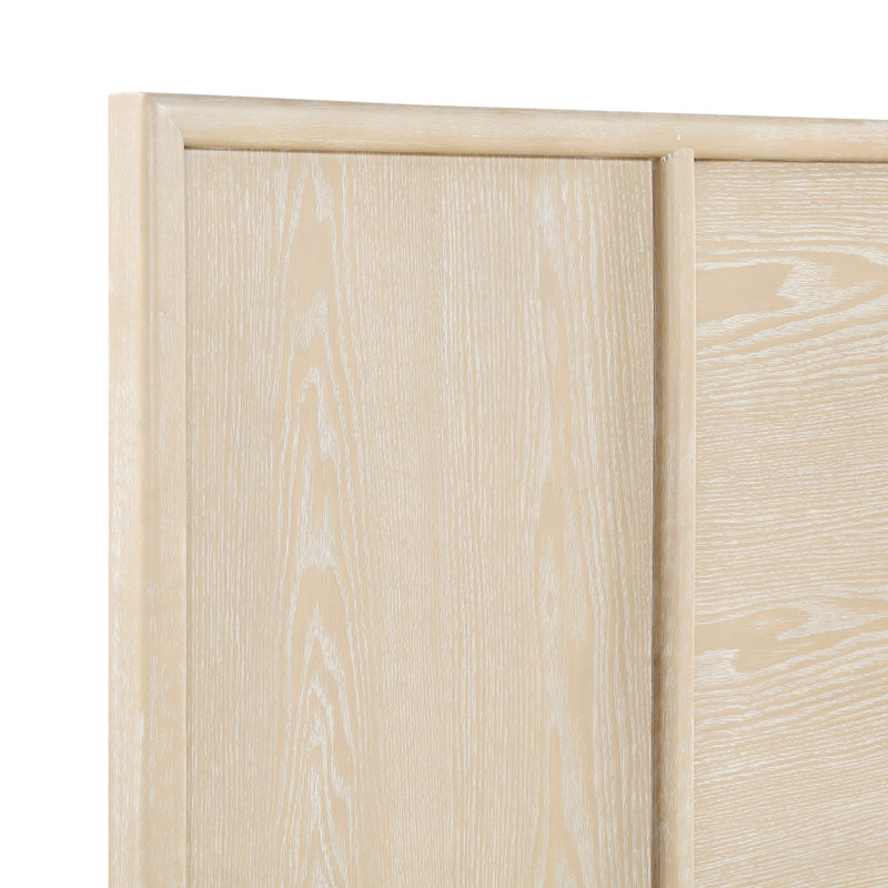 Grand lit contemporain brun, tête de lit à trois panneaux pour chambre à coucher Aura, tête de lit et rails inclus, taille transitionnelle idéale avec finition indispensable